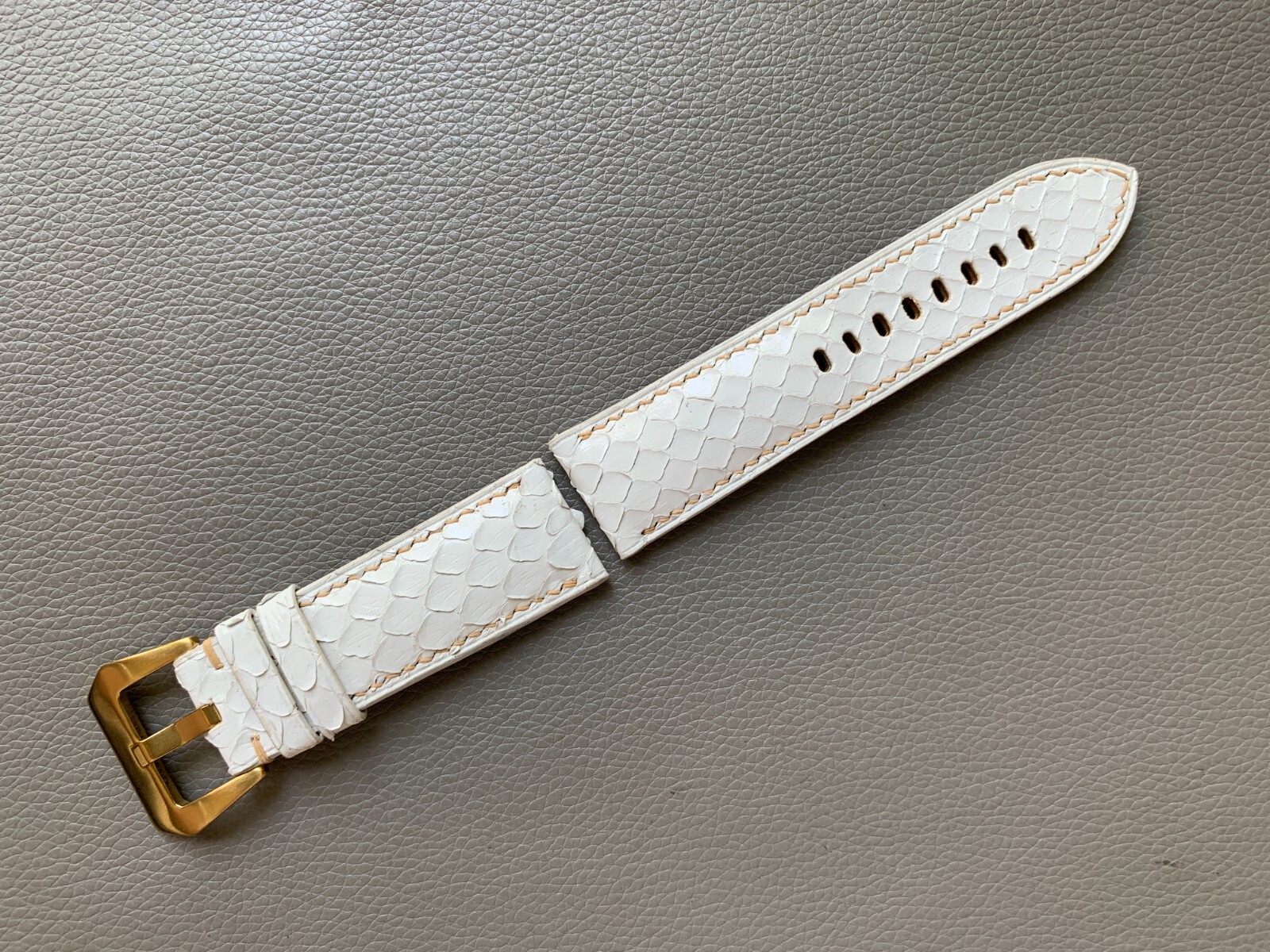 White Genuine Snake skin leather watch strap band, Custom Sizes 10mm to 26mm