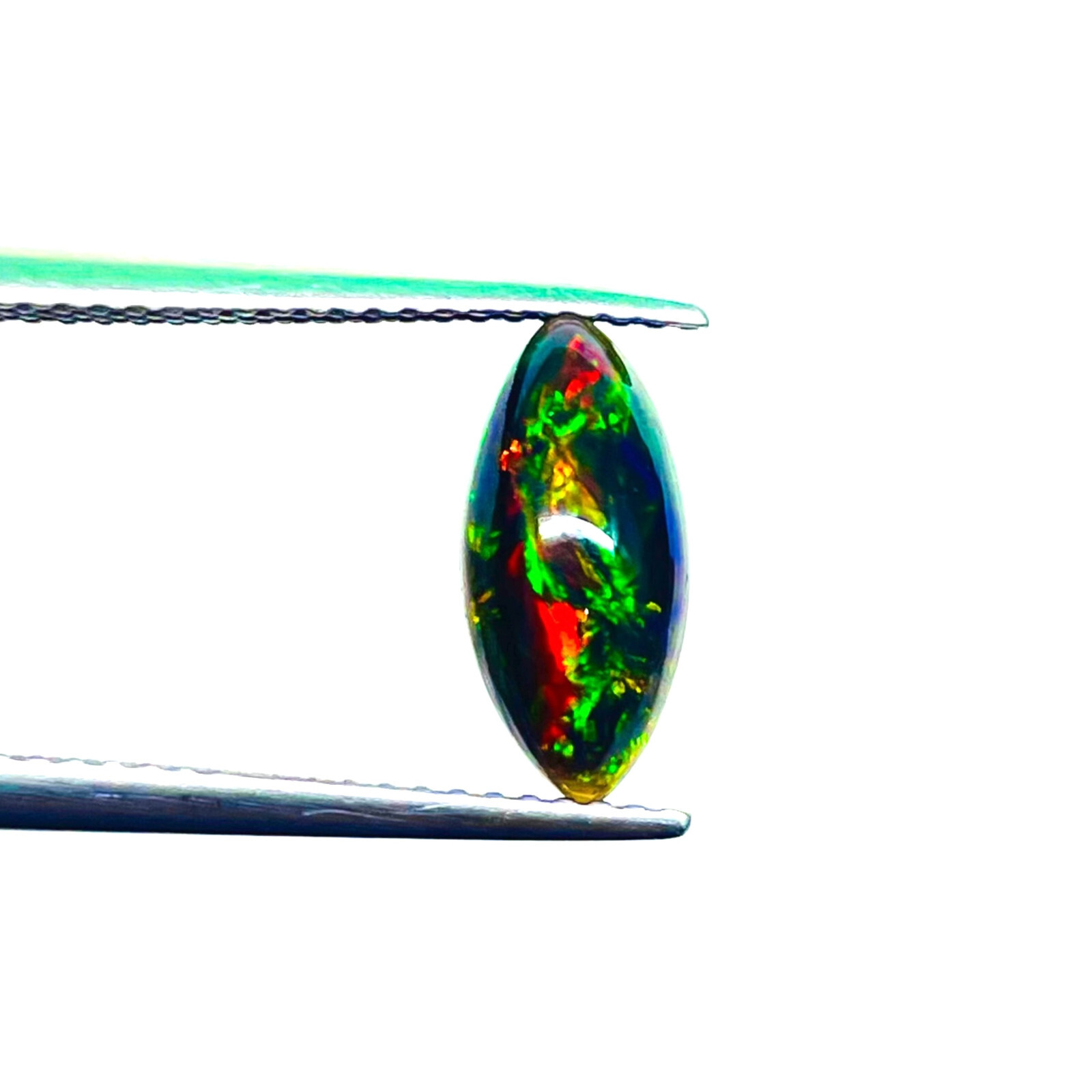 0.98 Ct Natural Ethiopian Black Opal 12×5.5mm Marquise Flashy Cabochon Gemstone