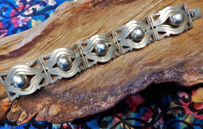 Early Vintage 925 Sterling Silver Taxco Mexico Design Panel Bracelet ~ 35.4g