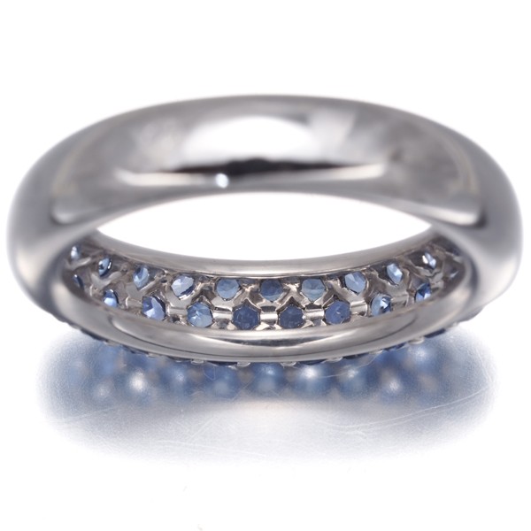 Auth RUGIADA Ring Sapphire Paved US6-6.25 18K 750 White Gold