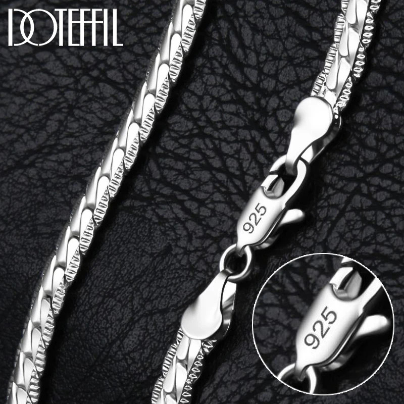 DOTEFFIL 925 Sterling Silver 8/16/18/20/22/24 Inch 6mm Side Chain Necklace Brace