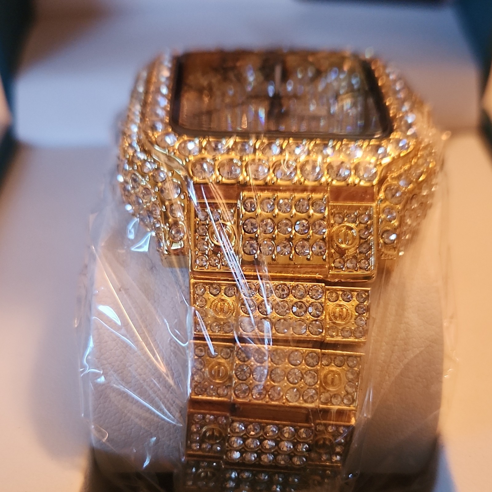 BIBI Luxury Quartz Analog Gold Tone Square Roman Dial Date Bracelet w/ Box