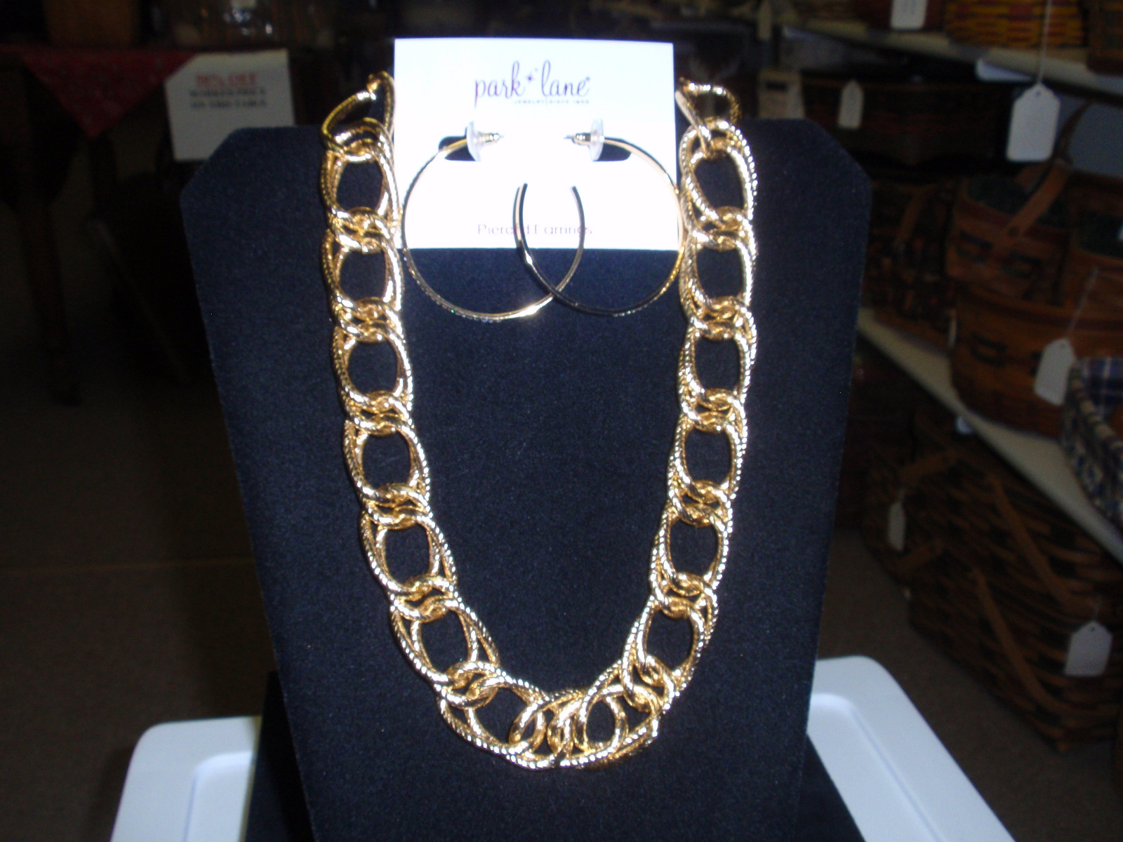 Park Lane Jewelry “LIV” Necklace & “AMUSE” Earrings, Goldtone Crystals, NEW!