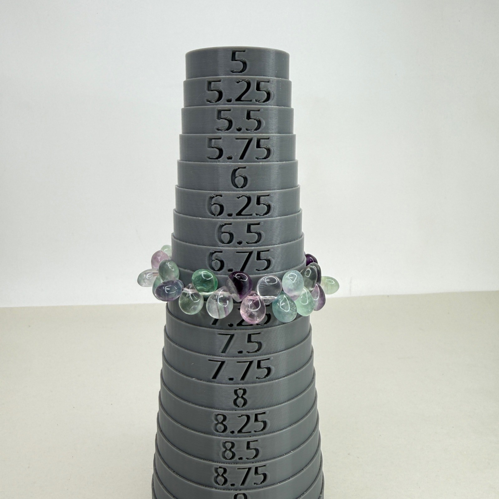 Rainbow Fluorite Gemstone Set Necklace Bracelet Earrings Purple Green Pastel