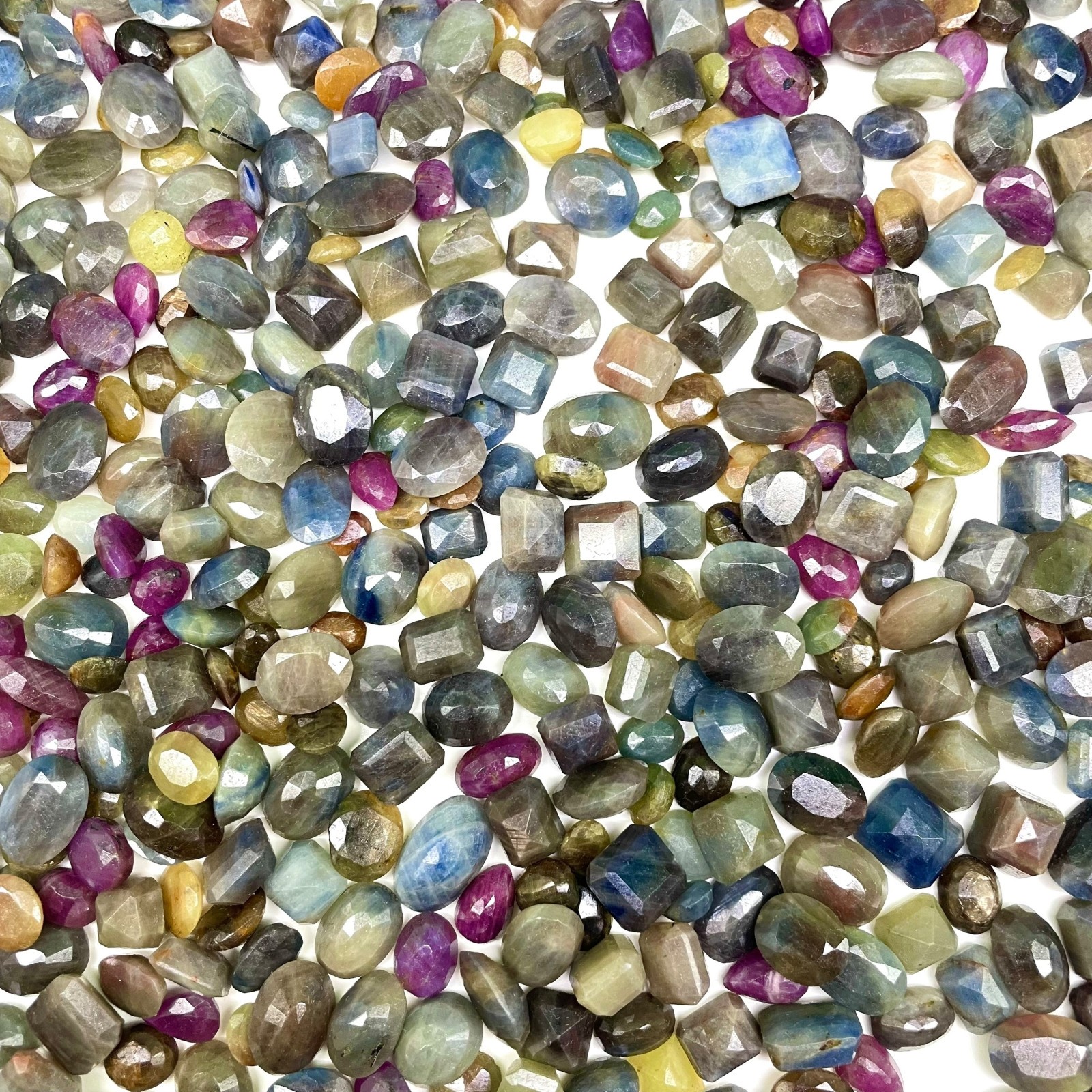 Natural Unheated Multi Color Sapphire Lot 100 Cts Faceted Gemstones 9-15mm 12 Pc