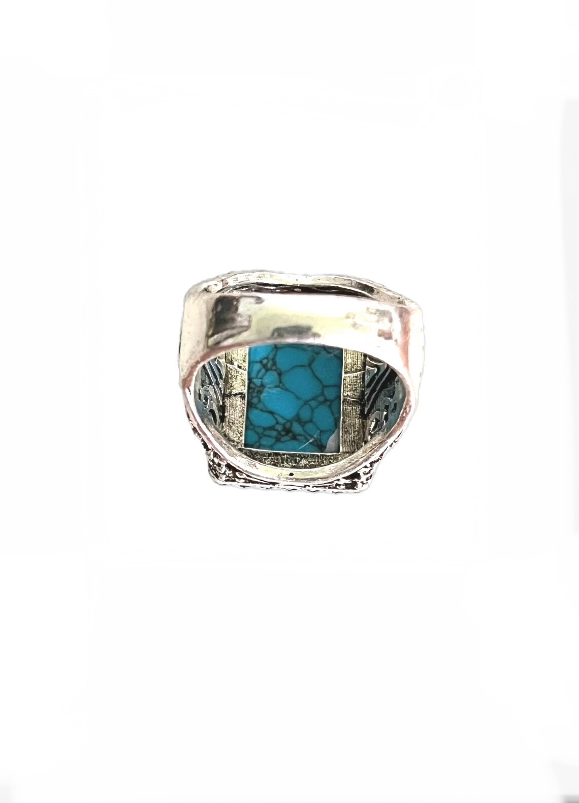 Simulated Turquoise Blue Cabochon Casual Everyday Ring Size 7.25