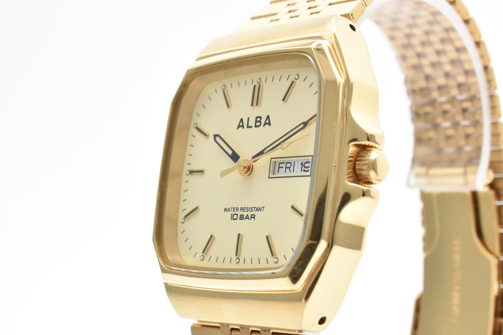 [NEAR MINT] SEIKO ALBA 7N33-K003 Quartz Day Date Gold Tone Men?s Watch Japan