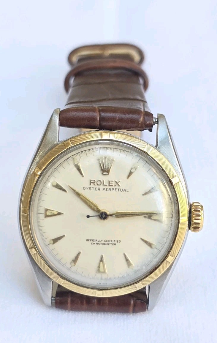 Vintage 1950’s Rolex Oyster Perpetual Ref 6085 Two Tone 34mm Men’s Watch