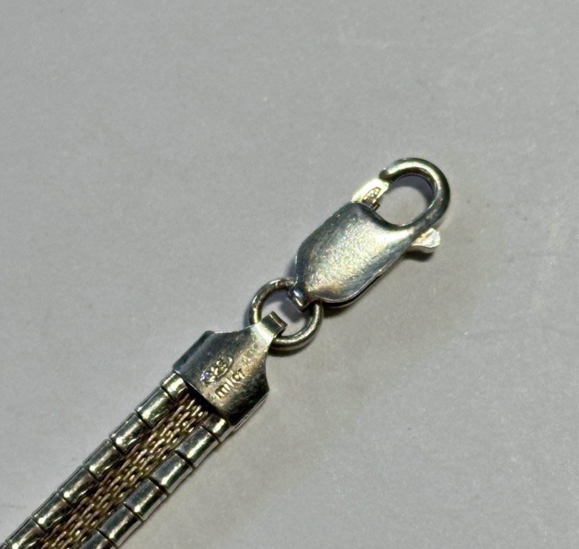 925 Sterling Silver Milor Flat Omega Type Mesh Chain Bracelet Sterling Unisex