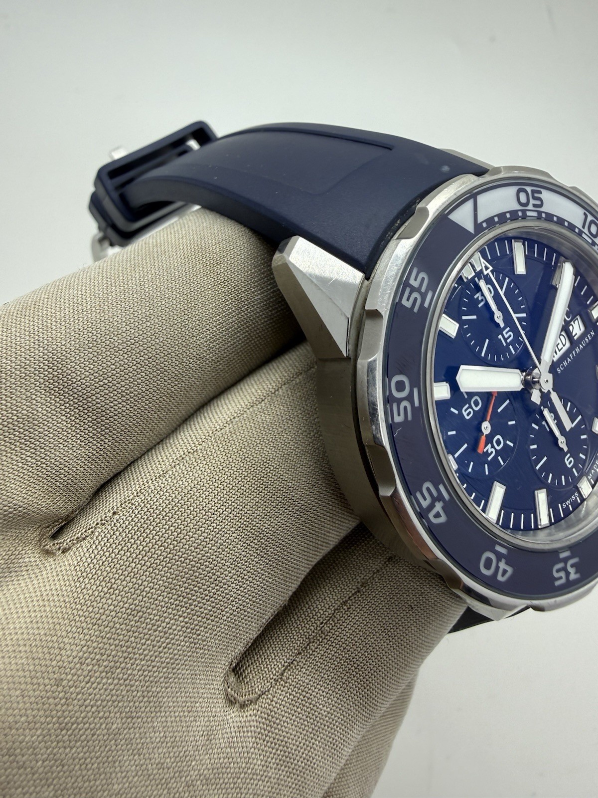 IWC Aquatimer Chronograph Blue Dial Steel 45mm Rubber Automatic Watch IW376711