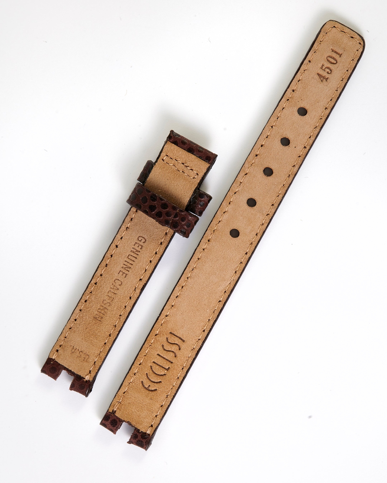 Ecclissi 12mm x 12mm Notched Brown Calfskin Strap 2040