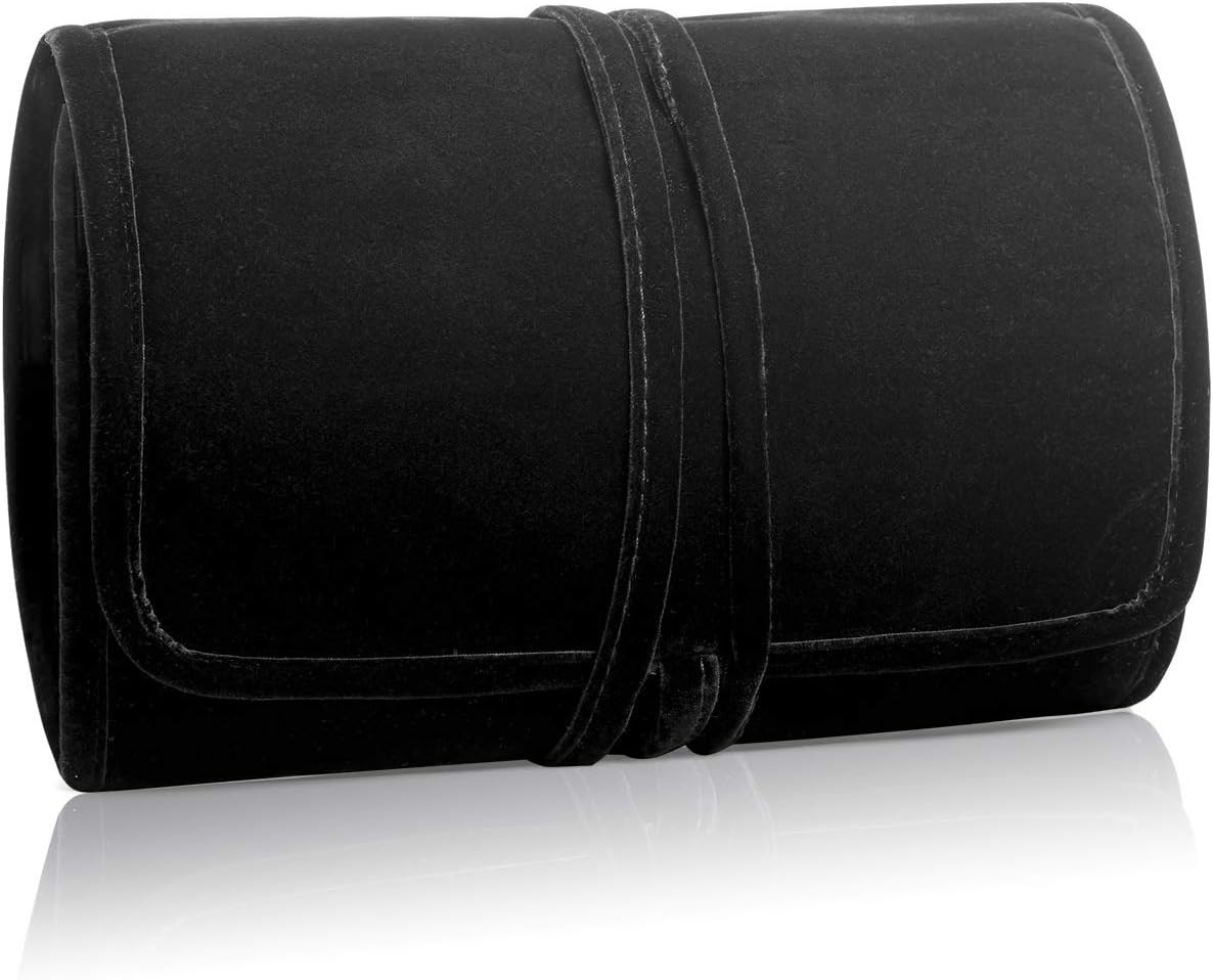 Velvet Travel Jewelry Roll Organizer Jewelry Storage Bag for Necklaces Earrings