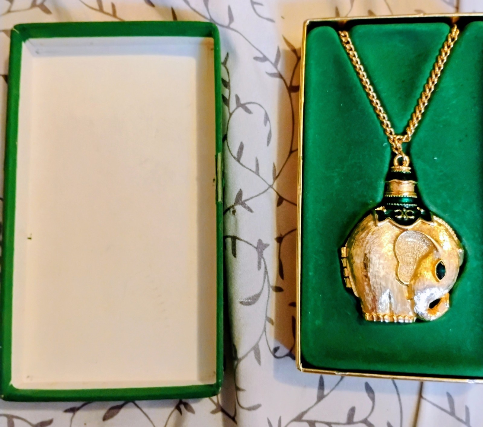 Vintage Revlon MOON DROPS Rajah’s Solid Elephant PERFUME LOCKET Rare 1970’s