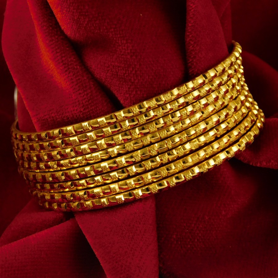 Indian Women 8 PCs Daily Wear Churi Bangle Bracelets Ethnic Fashion Jewelry