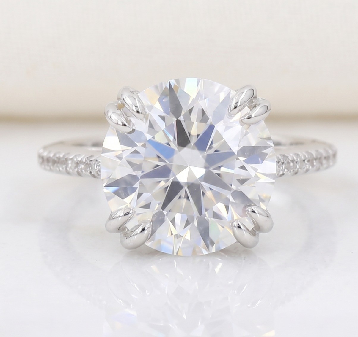 Rare 6.67 Ct Certified Round White Diamond Ring, Great Luster 925 Silver