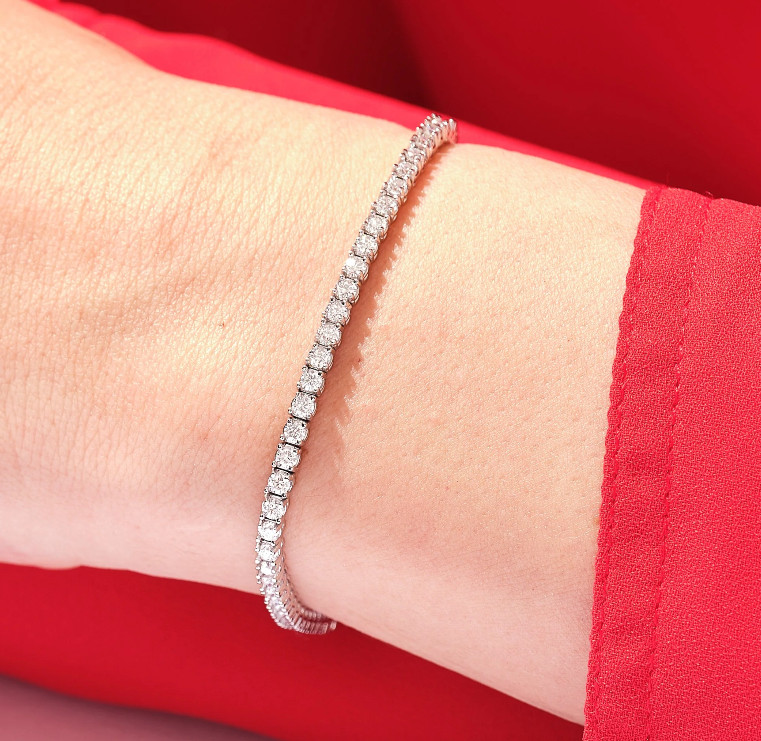 2-10 Ct VS Round Lab Grown Diamond Tennis Bracelet 7″ 14k Solid Gold (D-E Color)