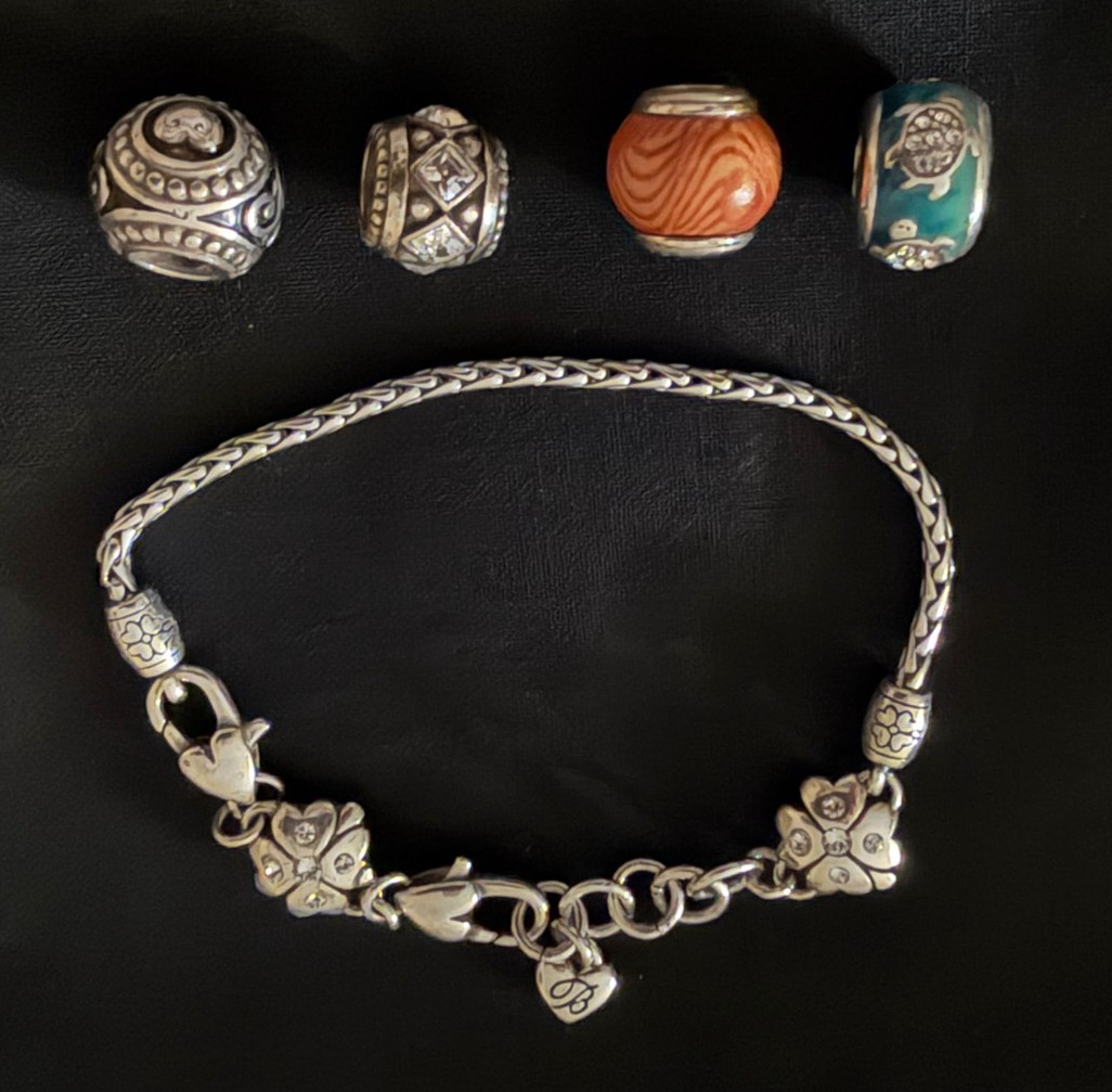 Brighton Jewelry Lucky Me Clover Charm Bracelet & 4 Slider Charms