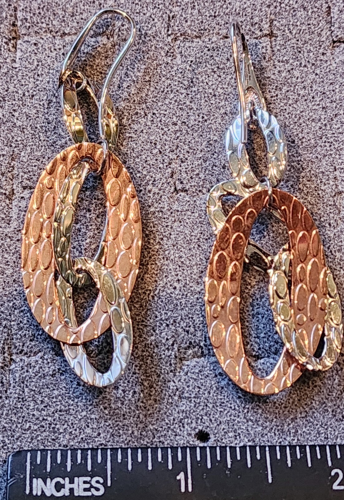 Copper & Silver toned Stainless Steel Earrings by Simona Collini, Italy