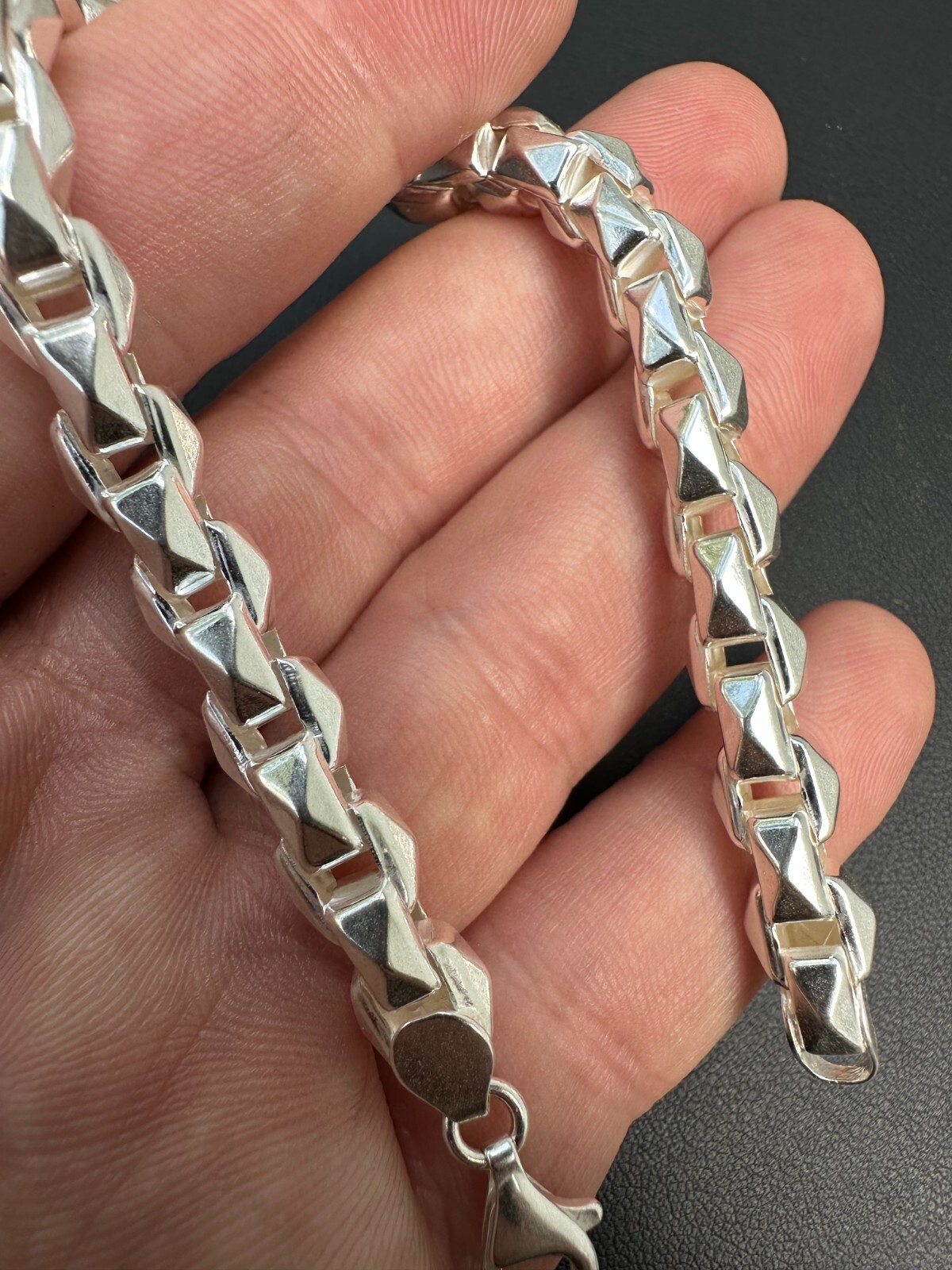 8mm 925 Sterling Silver Men Diamond Cut Rolo Hermes Link Chain Necklace Bracelet