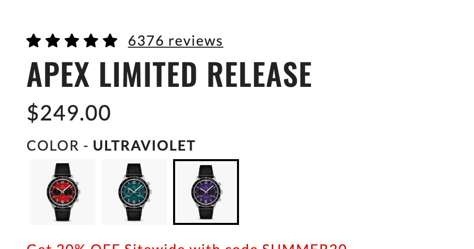 BRAND NEW VINCERO Apex Limited Edition Purple Infrared Seiko VK64 Hybrid