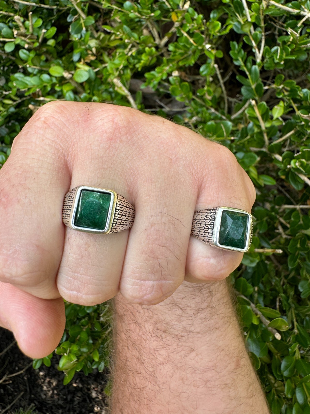 6ct Natural Green Emerald Real Genuine Gemstone Mens Real Solid 925 Silver Ring