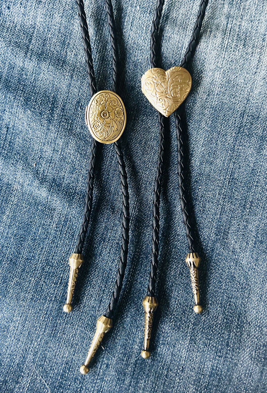 Bronze/Antique Gold Heart Locket Bolo Tie: You CHOOSE Locket + FREE SHIPPING