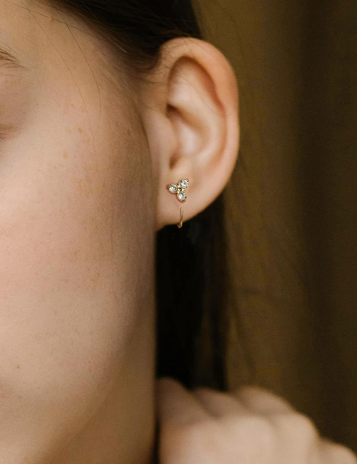 6 Pairs Backless Half Hoop Earrings for Women Hypoallergenic Gold Stay Close Ope