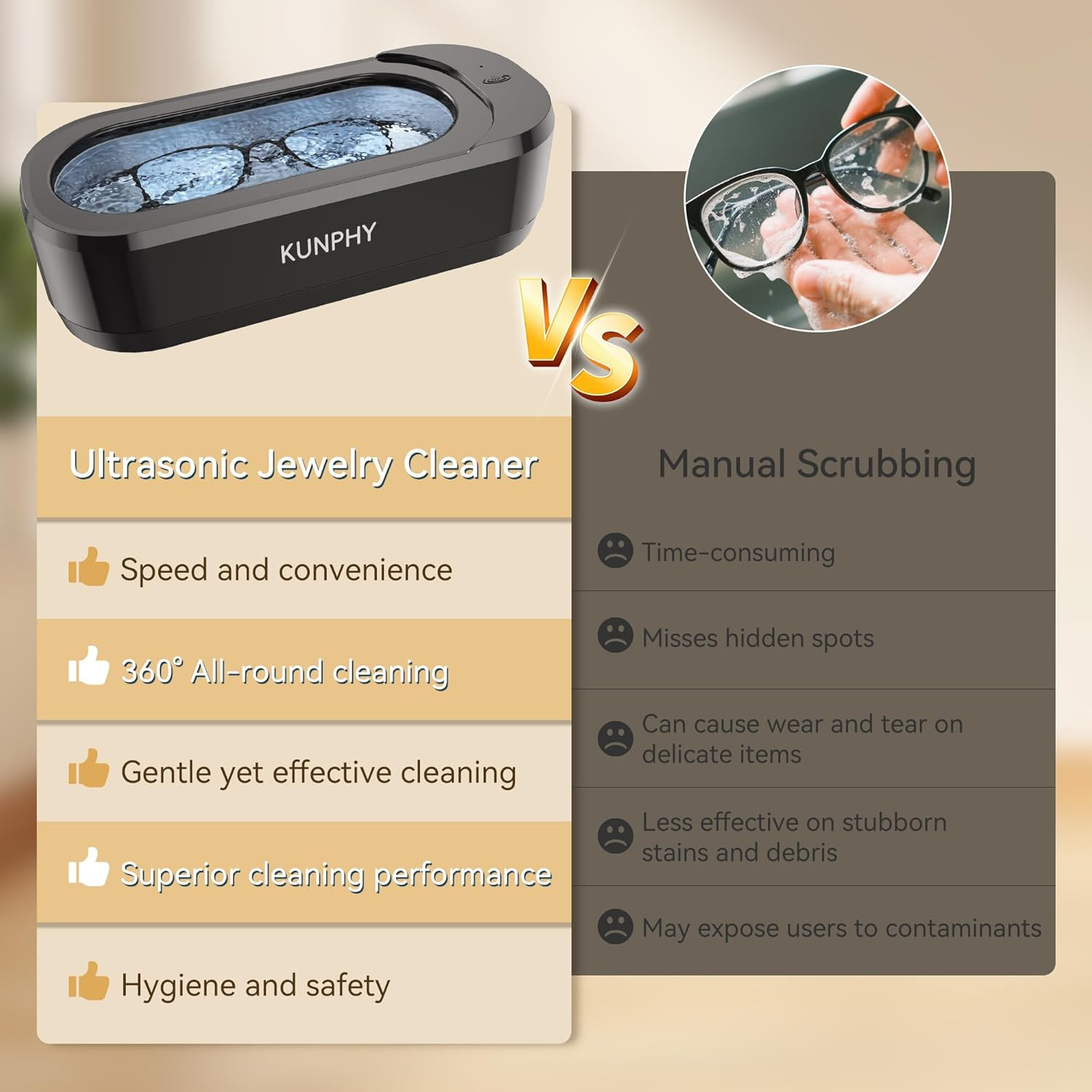 Ultrasonic Jewelry Cleaner, Jewelry Cleaner Machine 12Oz 46Khz, Professional Son