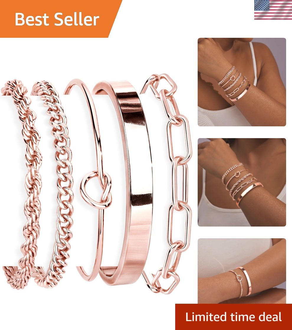 Gokeey Rose Gold Cuff Bracelets for Women,Dainty Rose Gold Bangles Bracelets …