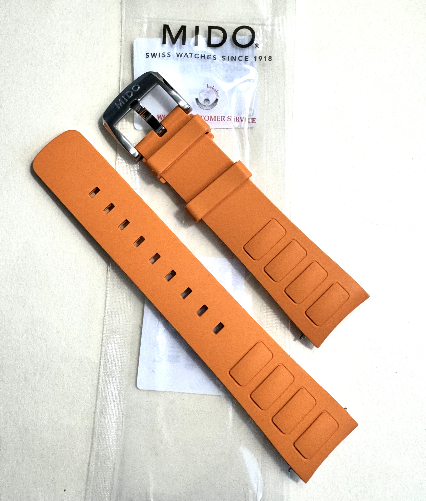 Original MIDO Multifort TV For CASE-BACK # M049526A ORANGE Rubber Band Strap