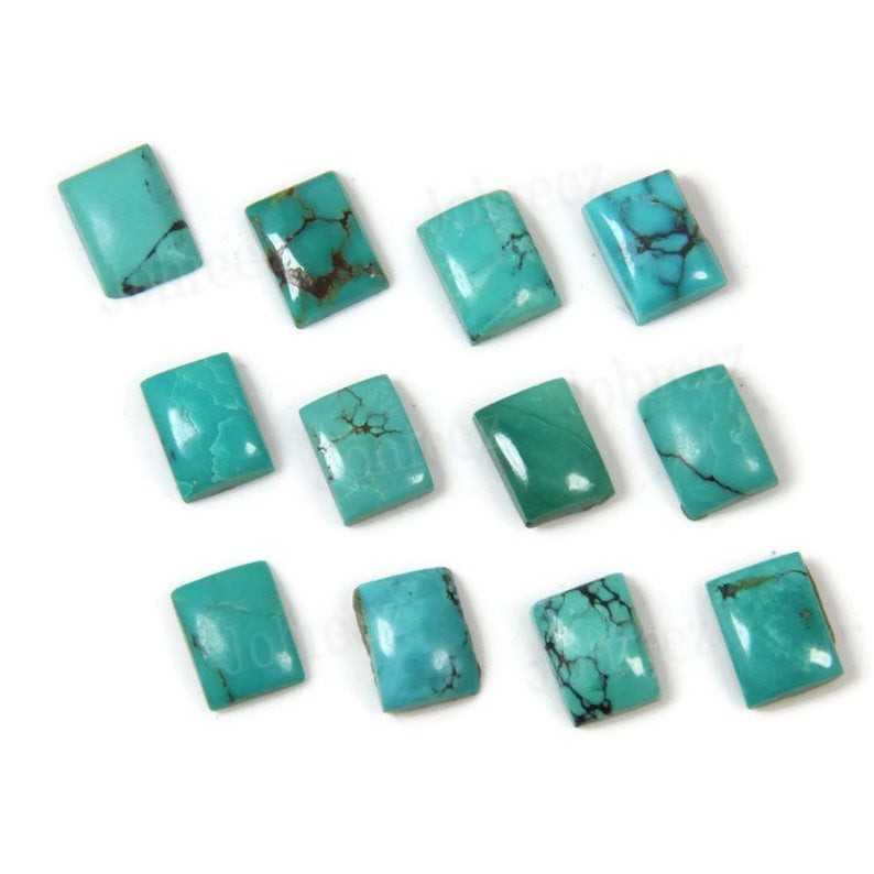 Natural Tibetan Turquoise Rectangle Cabochon 6x8mm To 10x14mm Loose Gemstone