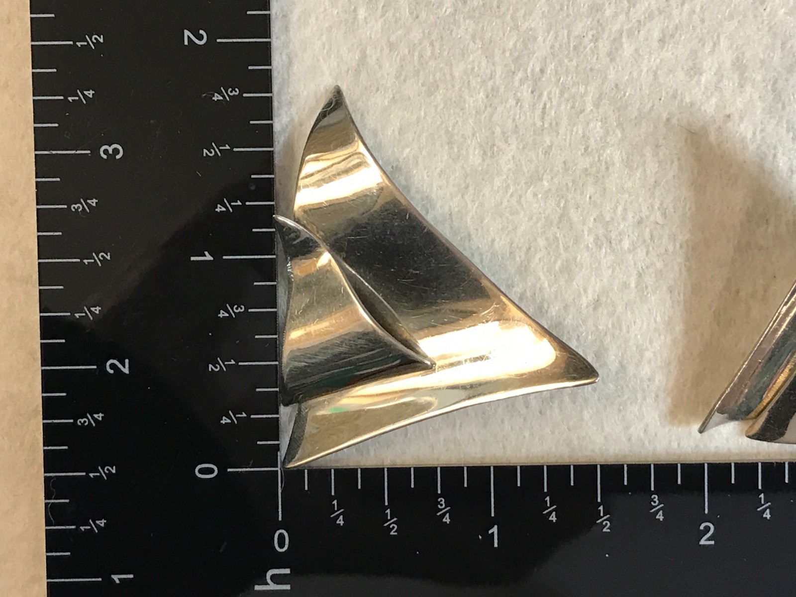 Sterling Silver Large Abstract Modern Triangular SUSAN CUMMINGS Clip Earrings