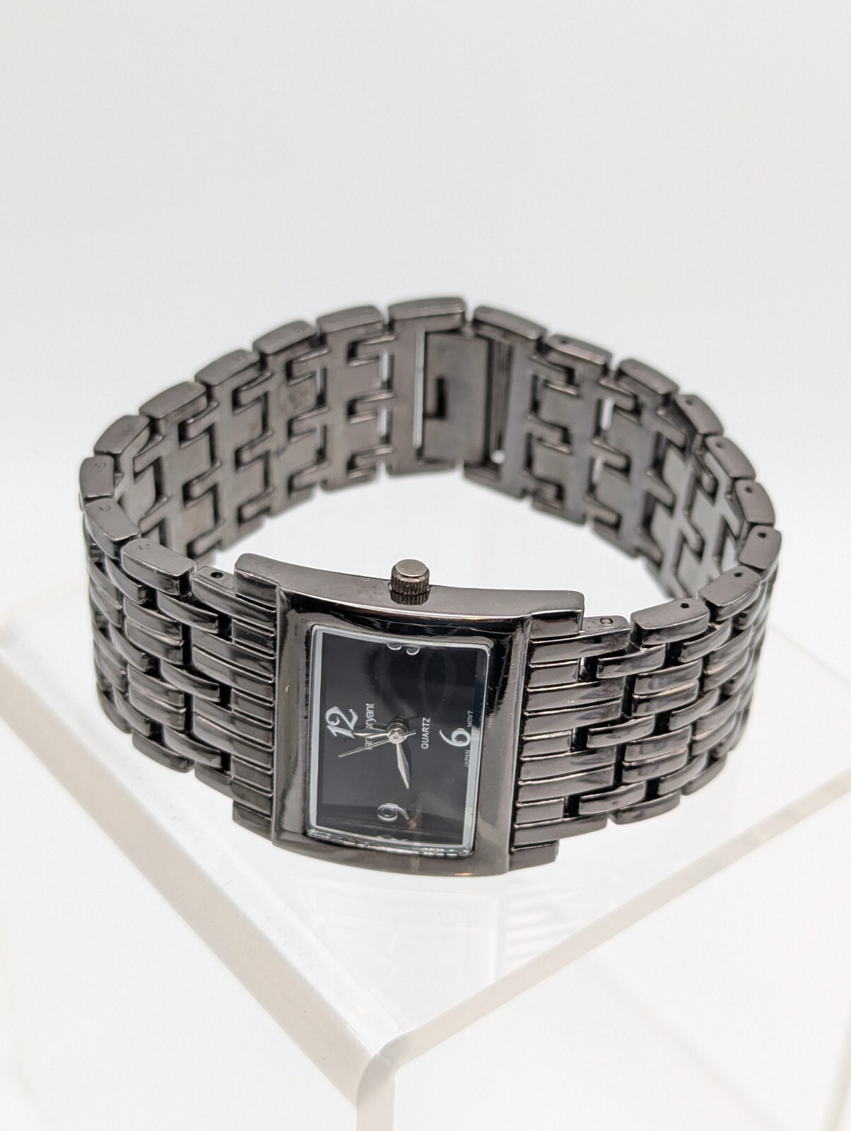 Lane Bryant Ladies Bracelet Watch Wide Band Gray Tone 7 3/4″ New Battery VGC