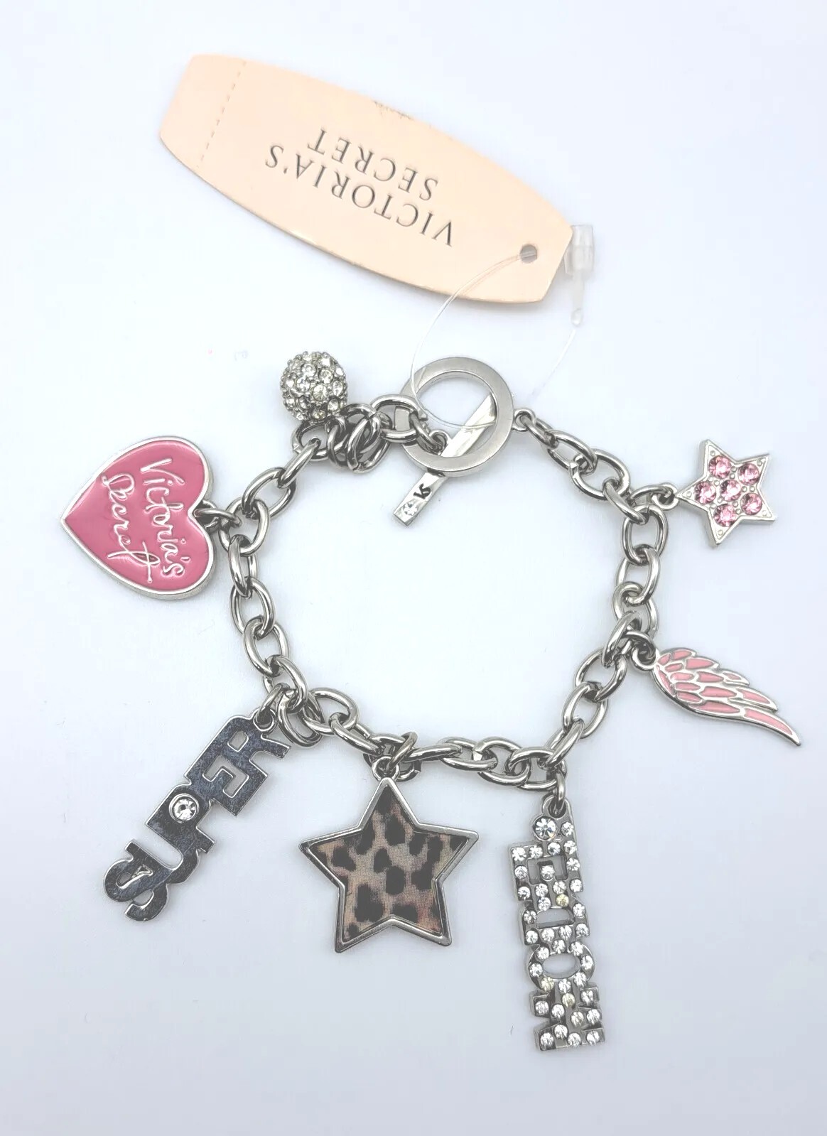 COLLECTOR Victoria’s Secret SUPERMODEL Bling Charm Bracelet NEW IN POUCH RARE!