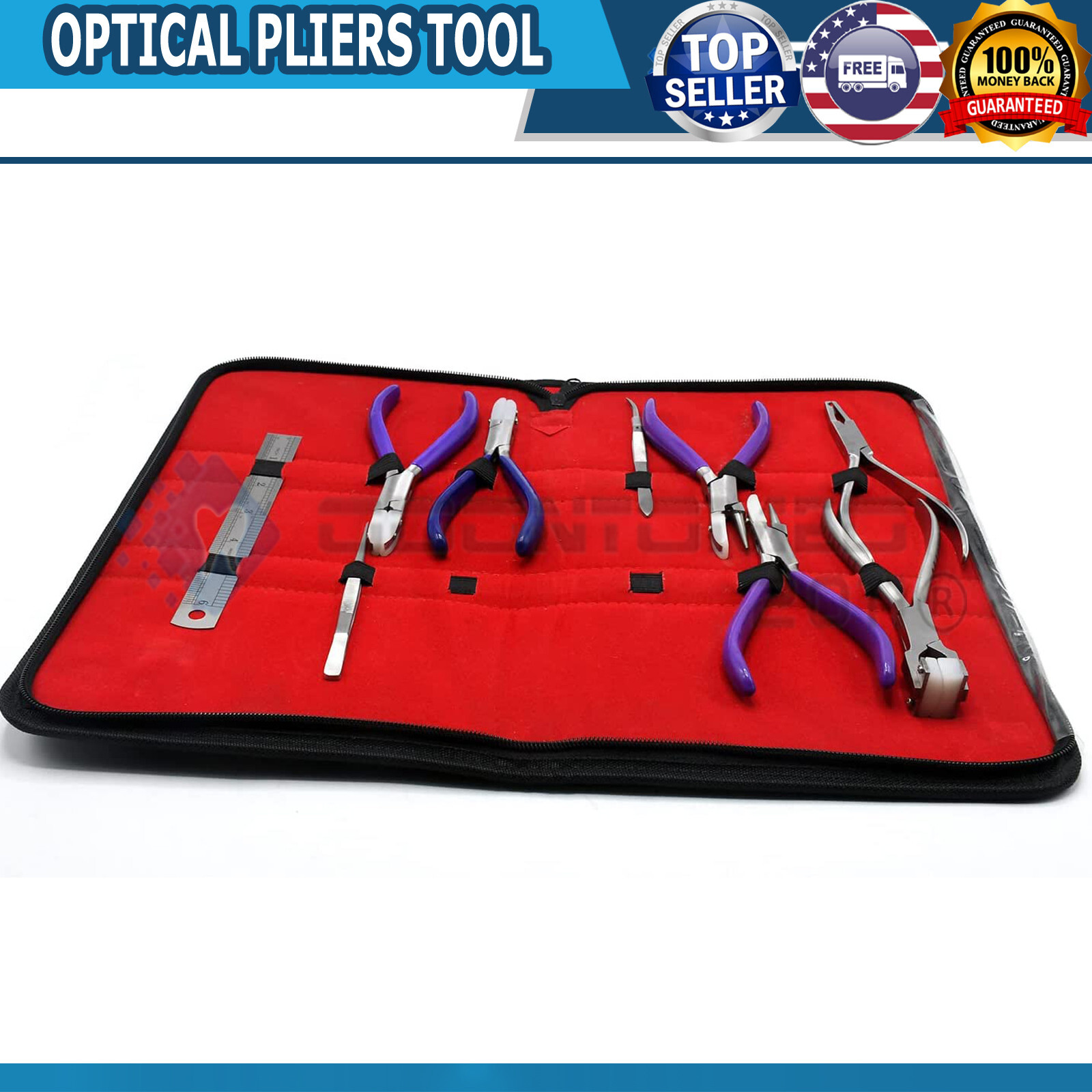 ODM 9 ADJUSTING Eyeglass Optical ! Optician Tools Pliers Bent Nose Rimless set