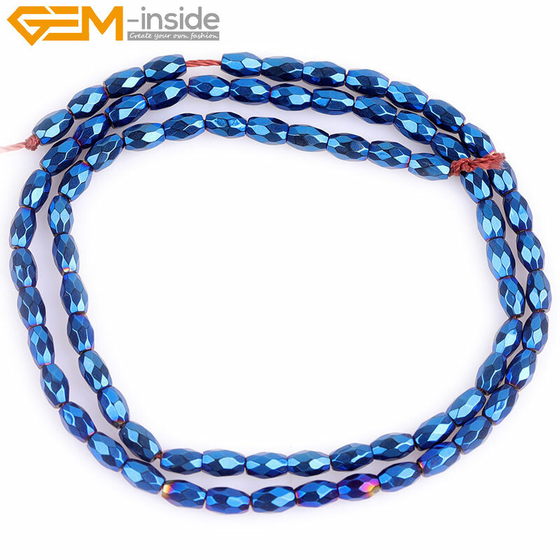 Blue Metallic Coated Hematite Spacer Beads Stone Jewelry Making Non-magnetic