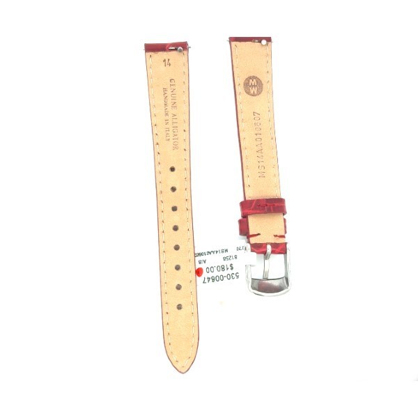 Authentic MICHELE 14mm GENUINE ALLIGATOR Red Watch Band Strap with Buckle-NEW