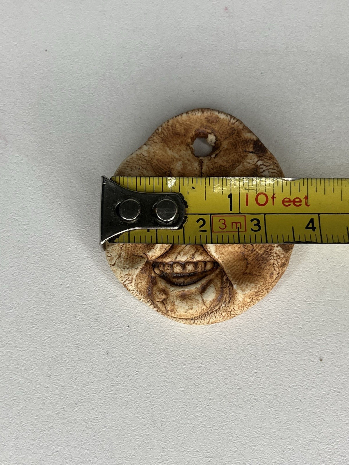 Ugly Face Pendant Clay Necklace Charm Homely Man Handmade Funky Artsy READ