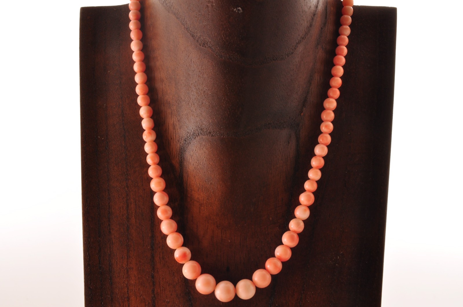 Salmon pink coral Necklace and ear clip set (total 116ct) with Certificate case.