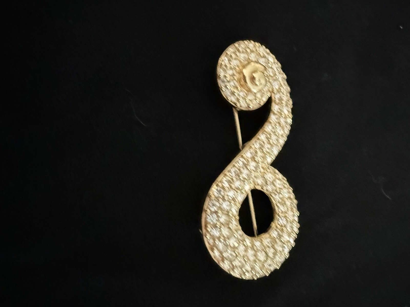 Swarovski Clear Crystal Rhinestone Pavé Swirl Brooch Pin Metal 2 in Art
