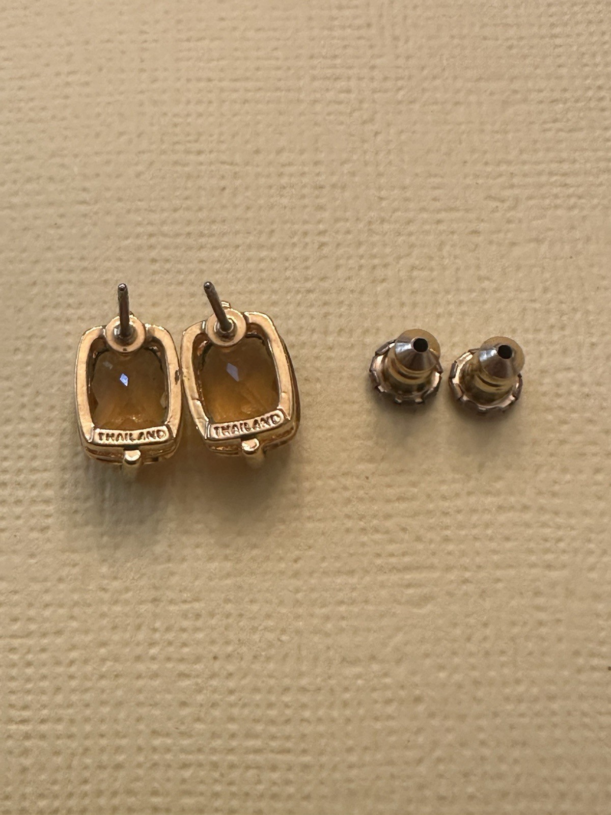VTG Unsigned Joan Rivers Classics Coll. Faux Citrine & Gold-Toned Stud Earrings