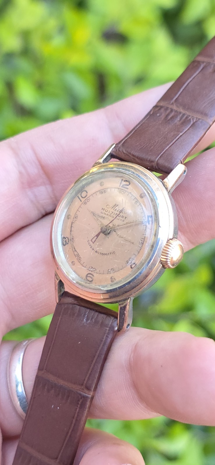 Vintage Mido Multifort Automatic Bumper 29mm Salmon Dial Military Watch Cal 817