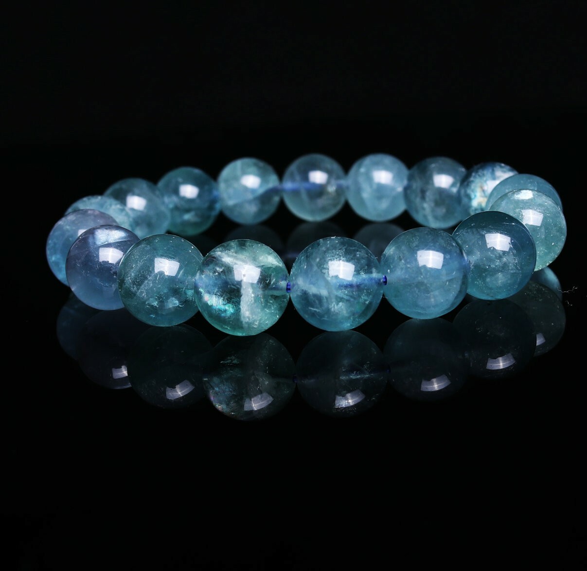 12mm Natural Blue Fluorite Crystal Quartz Beads Bracelet AAAA C0968