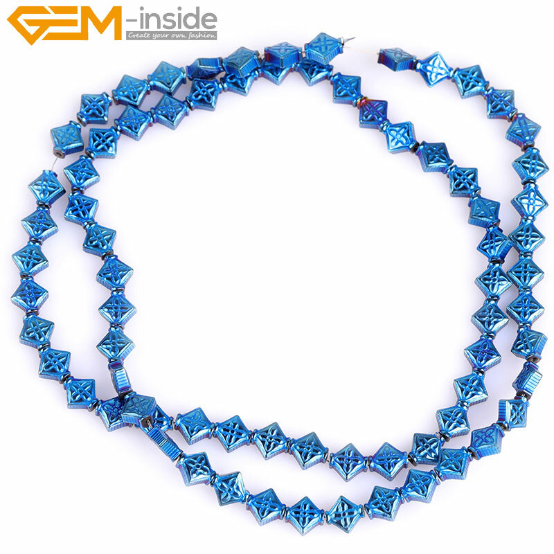 Blue Metallic Coated Hematite Spacer Beads Stone Jewelry Making Non-magnetic