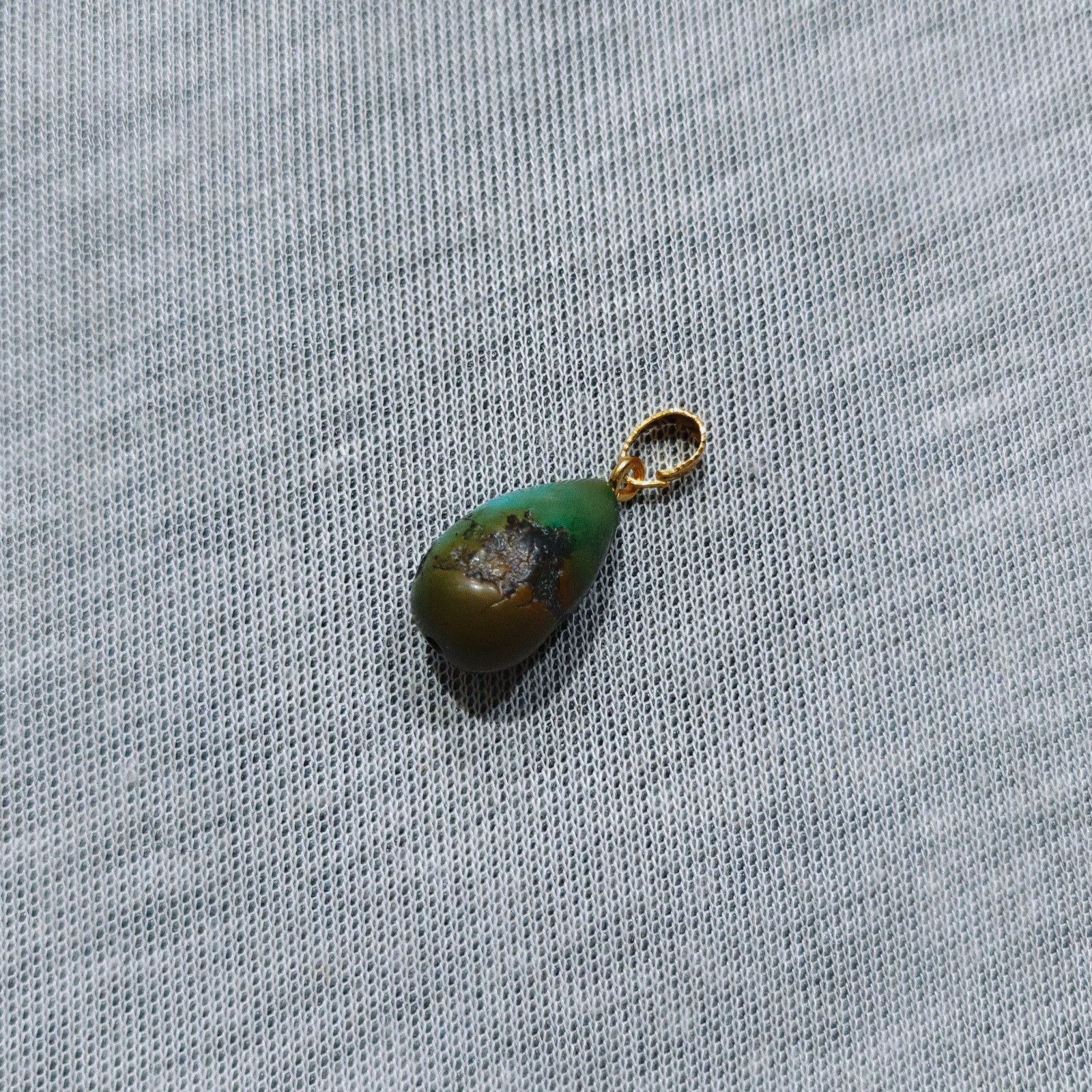 Natural Tibet Turquoise Teardrop Beads Brass Pendant Handmade Tribal Boho Gift