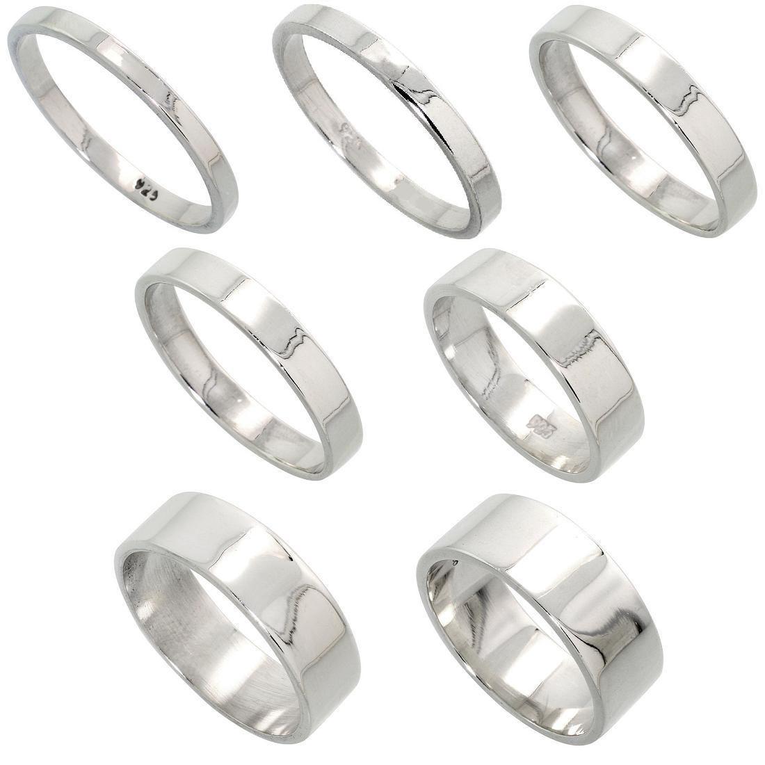2mm to 8mm Men & Women Sterling Silver FLAT Wedding Band, Thumb / Toe Ring