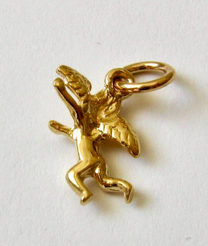 SOLID 9ct 9K Yellow Gold 3D CHERUB ANGEL OF LOVE CUPID Charm/Pendant