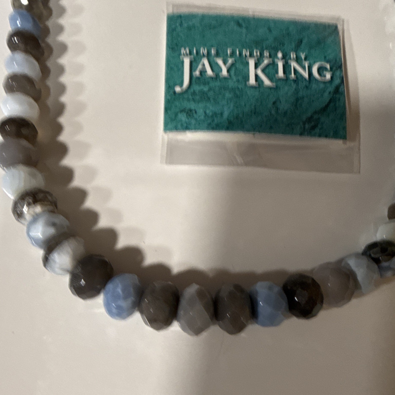 Mine Finds by Jay King Blue Gray Rondelle Stone Beaded Necklace with Hook