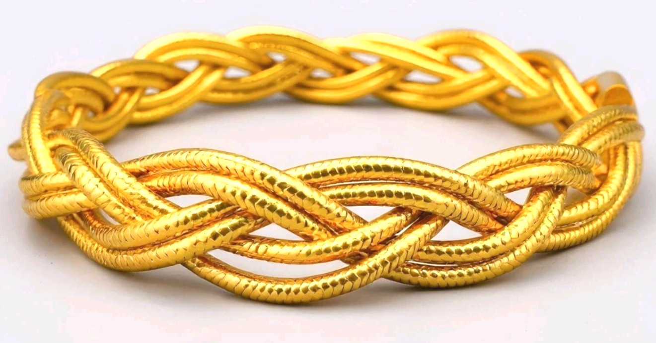 14K Italy Double Strand Braided Bracelet 8″ 6.75g Golden Clef International