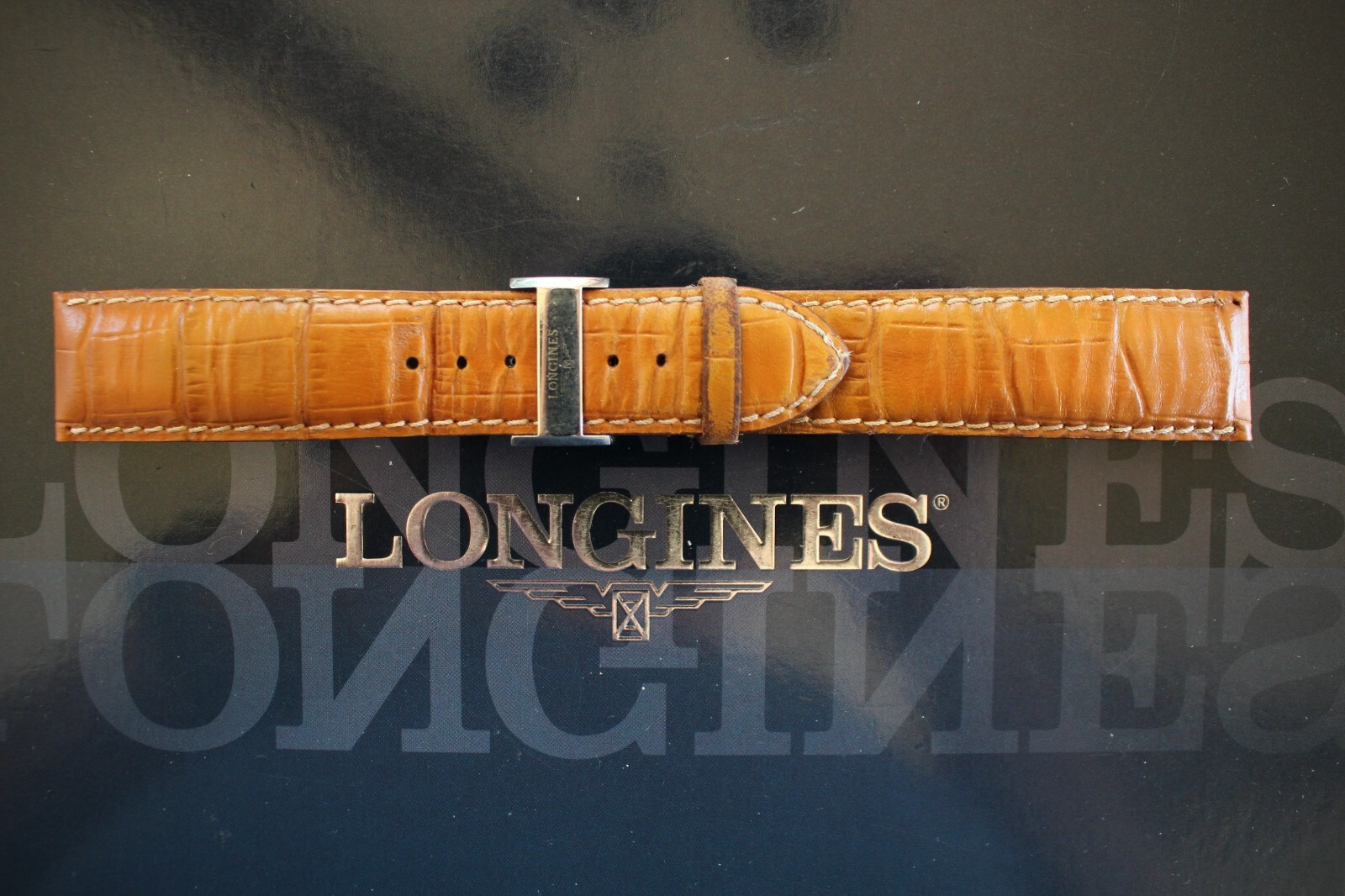 LONGINES 22MM HONEY TAN DEPLOYMENT SMOOTH CALF BUCKLE WATCH BAND WATCHBAND STRAP